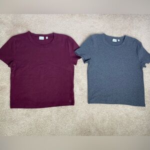 Sunday Best set of 2 Short-Sleeve Crew Tee - Burgundy & Gray